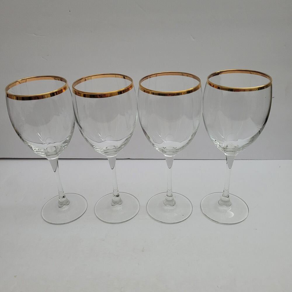 Set of Four Classic Gold-Band Goblets